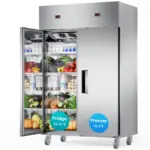 48" W Commercial Refrigerator Freezer Combo 2 Temperature Zones 38 Cu.ft Industrial Fridge and Freezer Combo 8 Adjustable Shelve