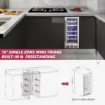SIMZLIFE 15-inch Wine Refrigerator, Dual/Single Zone, Wine Cooler with Digital Temperature Control, Two-Way Glass Door - Image 6
