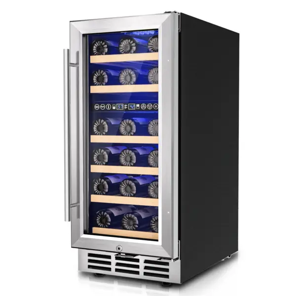 SIMZLIFE 15-inch Wine Refrigerator, Dual/Single Zone, Wine Cooler with Digital Temperature Control, Two-Way Glass Door