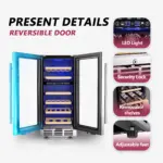 SIMZLIFE 15-inch Wine Refrigerator, Dual/Single Zone, Wine Cooler with Digital Temperature Control, Two-Way Glass Door - Image 5