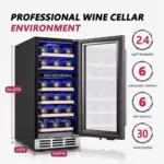 SIMZLIFE 15-inch Wine Refrigerator, Dual/Single Zone, Wine Cooler with Digital Temperature Control, Two-Way Glass Door - Image 2