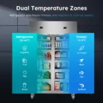 48" W Commercial Refrigerator Freezer Combo 2 Temperature Zones 38 Cu.ft Industrial Fridge and Freezer Combo 8 Adjustable Shelve - Image 5