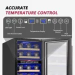 SIMZLIFE 15-inch Wine Refrigerator, Dual/Single Zone, Wine Cooler with Digital Temperature Control, Two-Way Glass Door - Image 3