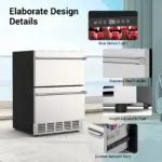 Outdoor Refrigerator for Patio, Outdoor Drawer Fridge, 24 Inch Undercounter Refrigerators with Wheels, 120 Cans Beverage Fridge - Image 6