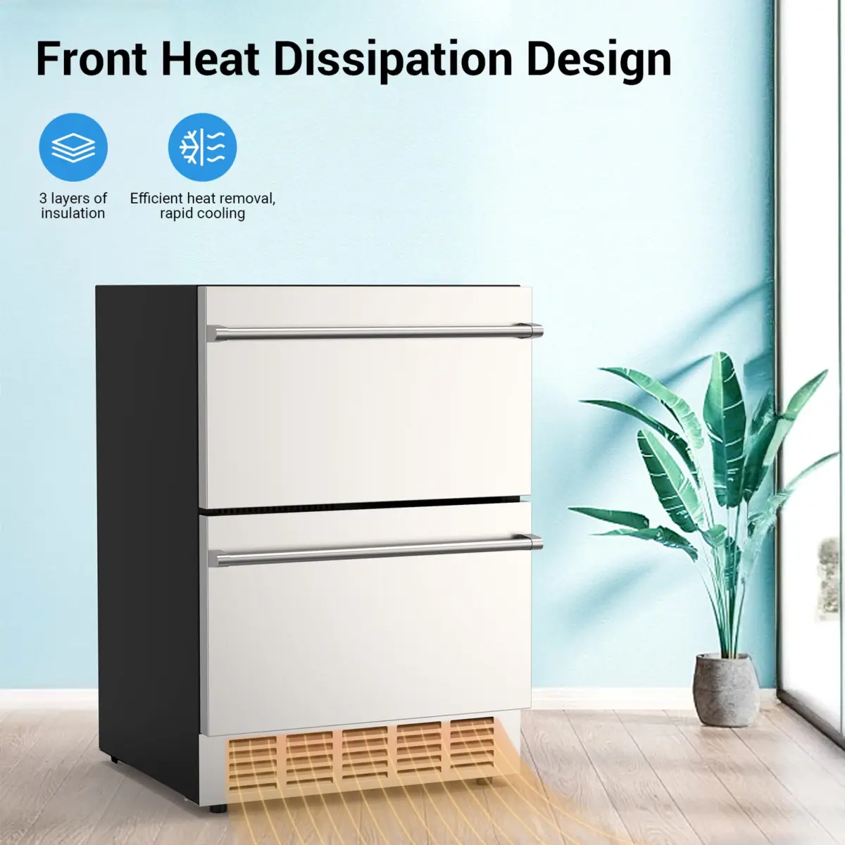 Outdoor Refrigerator for Patio, Outdoor Drawer Fridge, 24 Inch Undercounter Refrigerators with Wheels, 120 Cans Beverage Fridge - Image 2