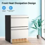 Outdoor Refrigerator for Patio, Outdoor Drawer Fridge, 24 Inch Undercounter Refrigerators with Wheels, 120 Cans Beverage Fridge - Image 2