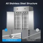 48" W Commercial Refrigerator Freezer Combo 2 Temperature Zones 38 Cu.ft Industrial Fridge and Freezer Combo 8 Adjustable Shelve - Image 2