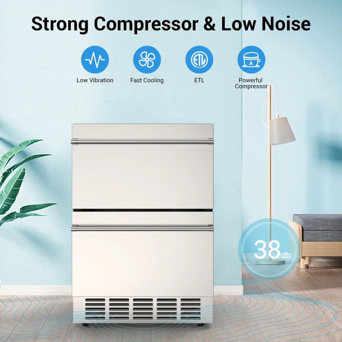 Outdoor Refrigerator for Patio, Outdoor Drawer Fridge, 24 Inch Undercounter Refrigerators with Wheels, 120 Cans Beverage Fridge - Image 5