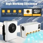 12V 800W Outside Inside Truck Cab Air Conditioner Split White Air Conditioner Kit, 5 Gears Wind Speed and Remote Control for Cab - Image 2