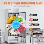 SucceBuy Commercial Freezer Freezer Single Door Auto-Defrost Stainless Steel Reach-in Freezer -13 to 5℉ Temp Control - Image 5