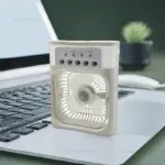 Portable Fan - 3 in 1 Desktop Humidifier Cooler USB Mini Air Conditioner LED Night Light Spray Cooling Fans for Home Office - Image 4