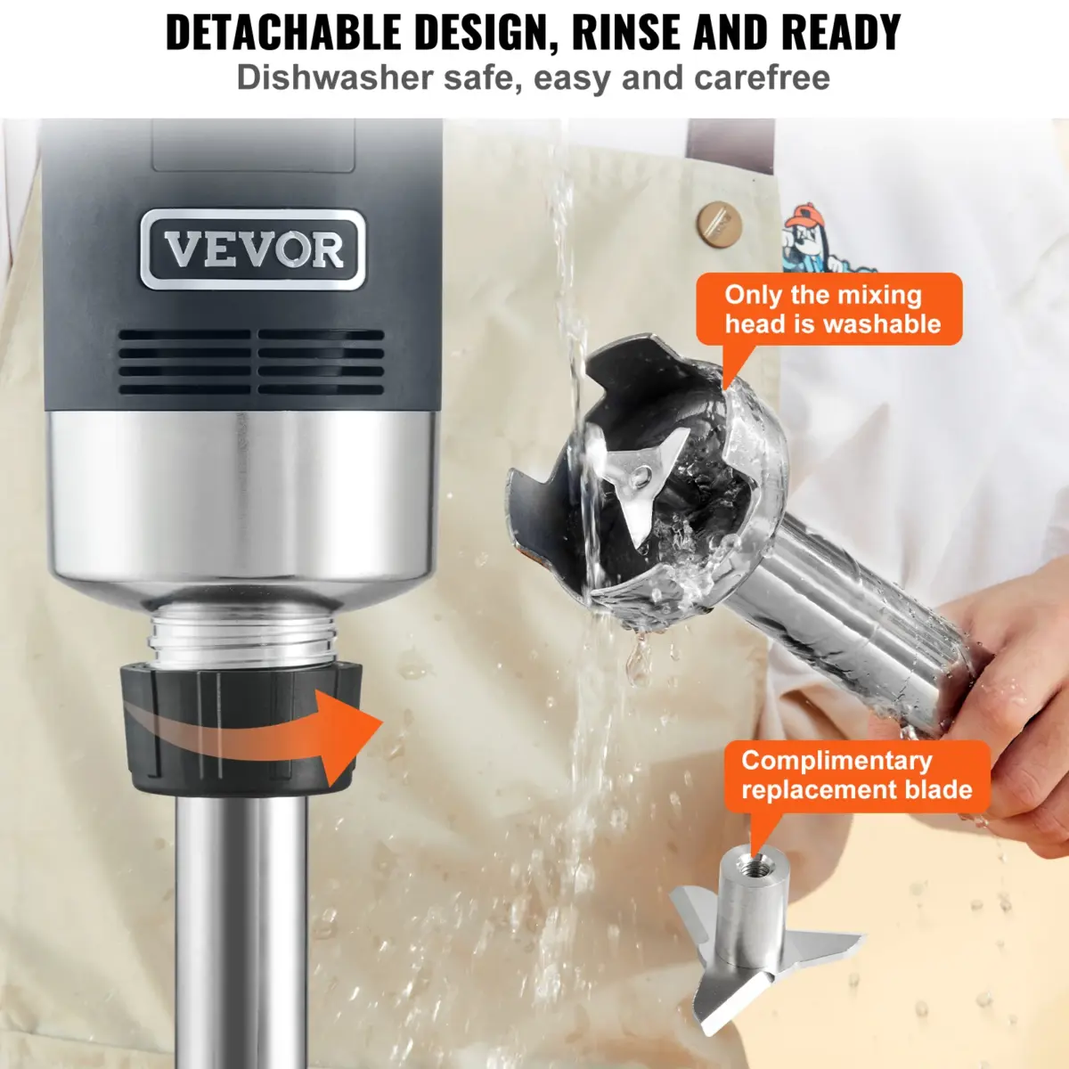 SucceBuy 16" Commercial Immersion Blender Heavy Duty Hand Mixer Multi-Purpose Portable Mixer for Soup Smoothie Puree Baby Food - Image 3