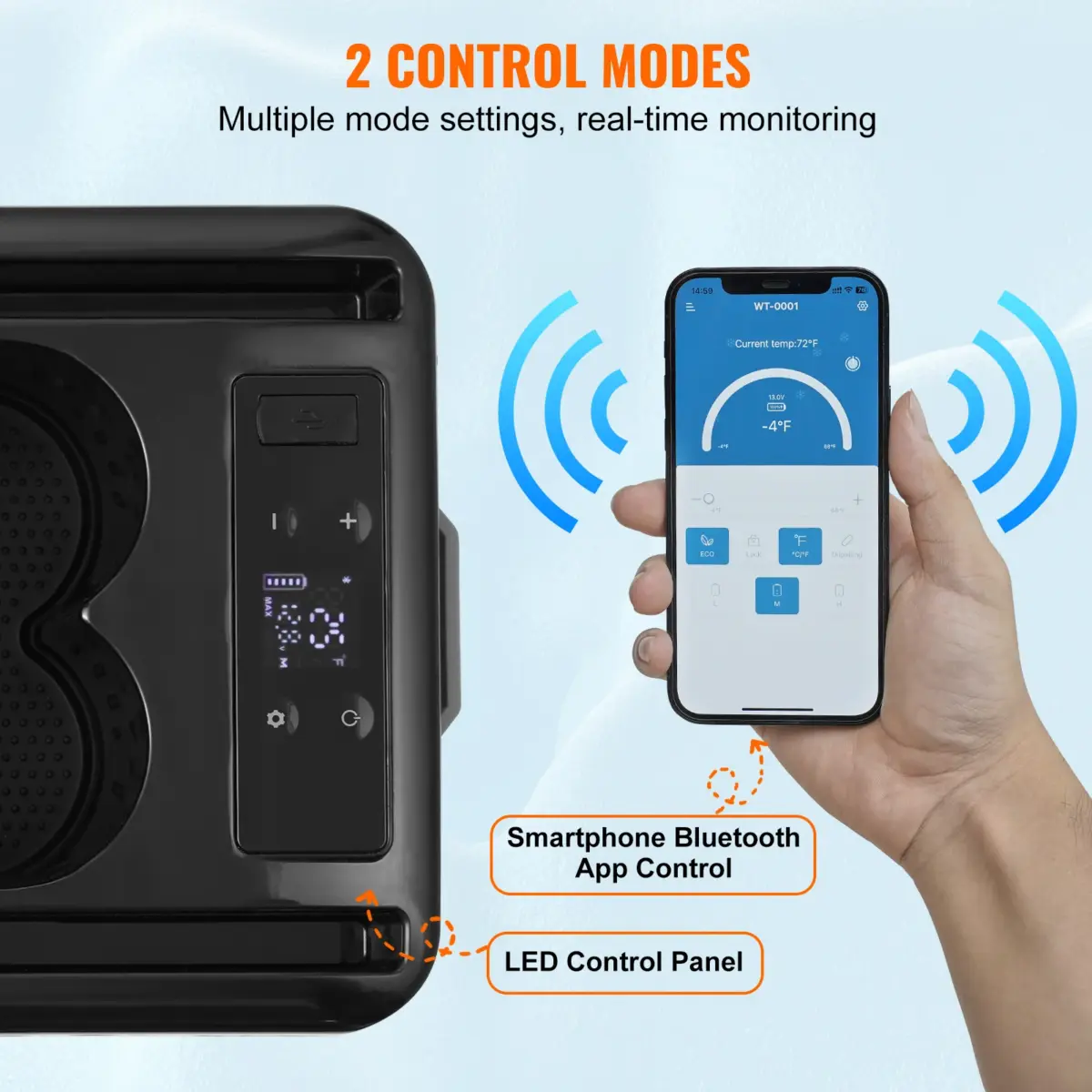SucceBuy 15L Car RefrigeratorCar Armrest Refrigerator Fridge Single Zone Freezer -4℉-68℉ Adjustable Range 12/24V DC and Cooler - Image 3