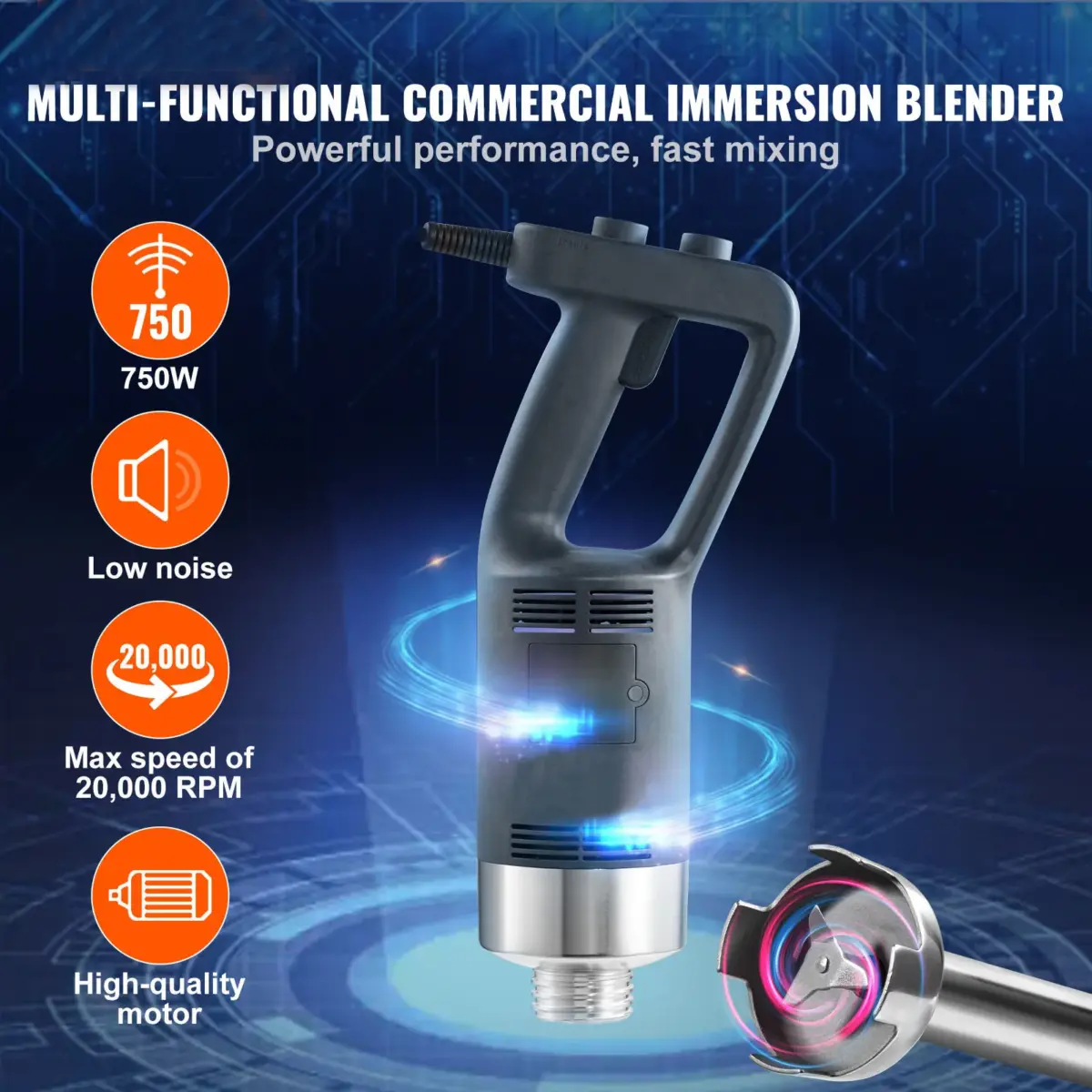 SucceBuy 16" Commercial Immersion Blender Heavy Duty Hand Mixer Multi-Purpose Portable Mixer for Soup Smoothie Puree Baby Food - Image 2