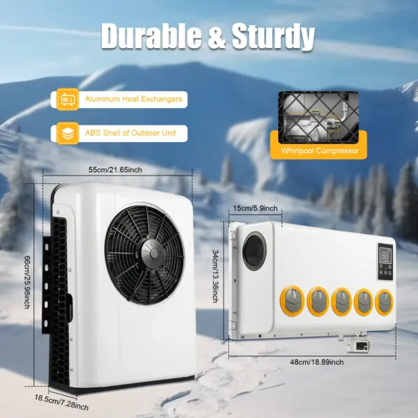 12V 800W Outside Inside Truck Cab Air Conditioner Split White Air Conditioner Kit, 5 Gears Wind Speed and Remote Control for Cab