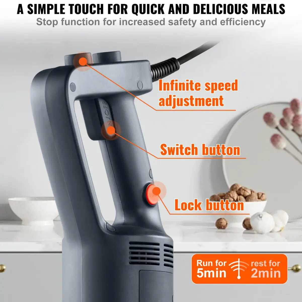 SucceBuy 16" Commercial Immersion Blender Heavy Duty Hand Mixer Multi-Purpose Portable Mixer for Soup Smoothie Puree Baby Food - Image 4