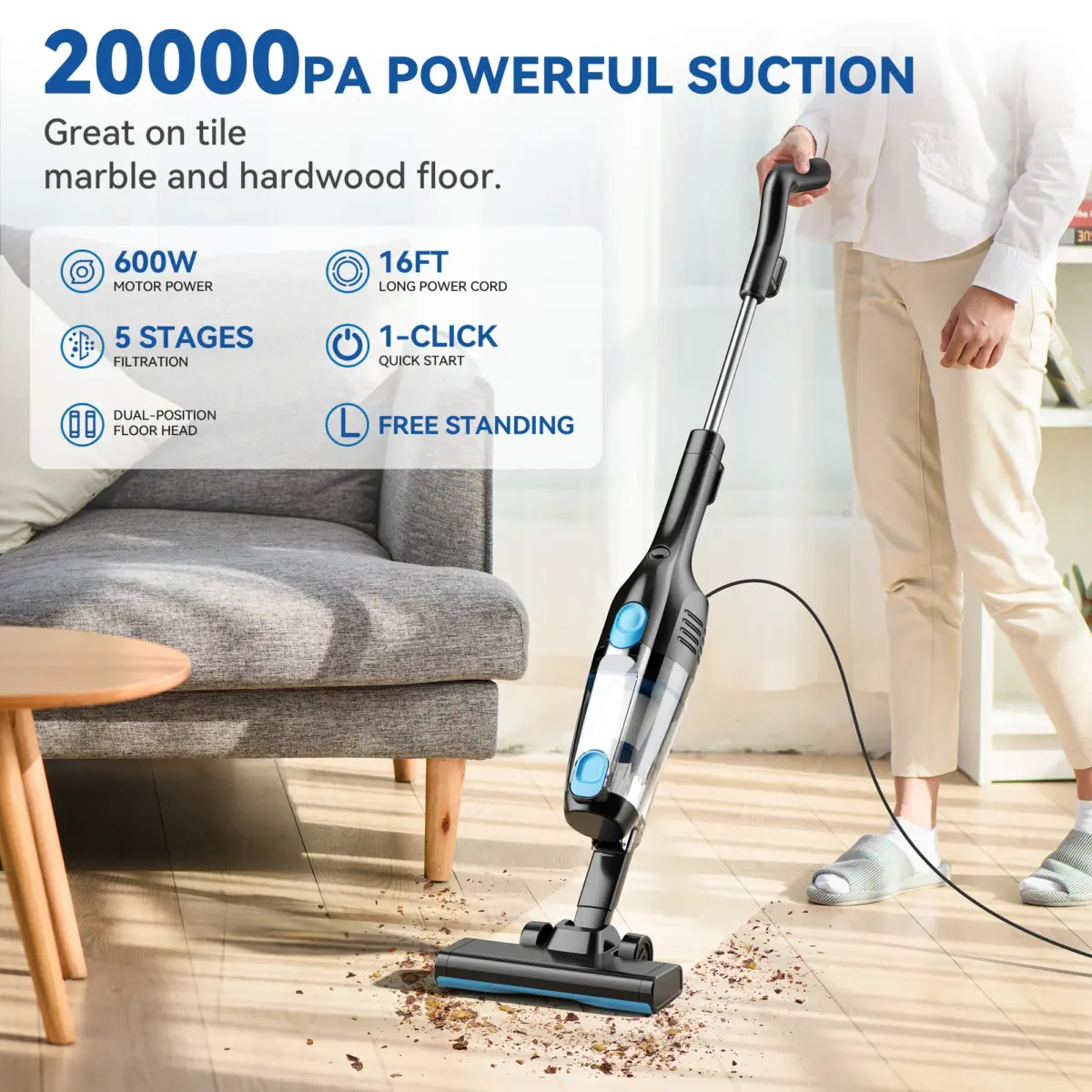 INSE R3S Corded Vacuum Cleaner 16Kpa 6M Extra Long Cord Handheld Vacuum Cleaner for Car Cleaning Hard Floor Household Appliance - Image 3