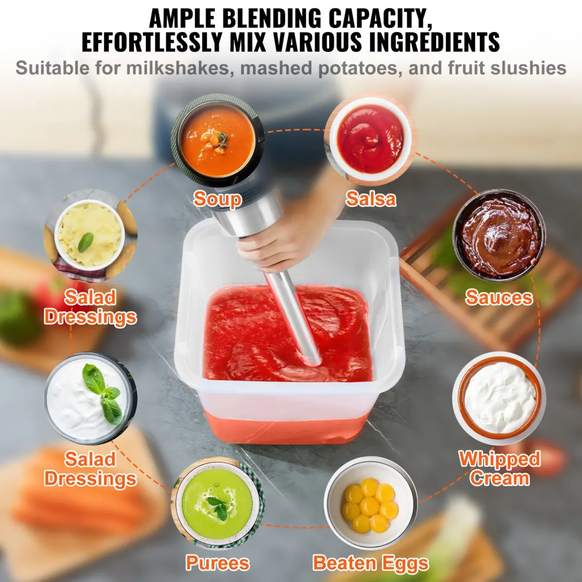 SucceBuy 16" Commercial Immersion Blender Heavy Duty Hand Mixer Multi-Purpose Portable Mixer for Soup Smoothie Puree Baby Food - Image 5
