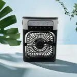 Portable Fan - 3 in 1 Desktop Humidifier Cooler USB Mini Air Conditioner LED Night Light Spray Cooling Fans for Home Office - Image 2