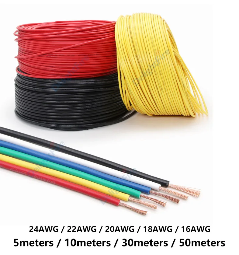 kf-S08920cae2a7746de8e0d8ca98bd75395q 5-50M PVC Copper Wire 24 22 20 18 16 AWG Flexible RV Copper Cable Eletrical Wire For DIY Electronic Equipment Motor LED Strip - Image 1