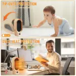 Electric Heater Fans Portable PTC Heater with 2 Heat Settings Overheat Desk Heaters for Room Home Offices Warmer - Image 4